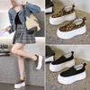 Women's Leopard Print Thick Sole Slip-On Loafers - Versatile, Petite Fit, Casual Shoes with Inner Lift.
