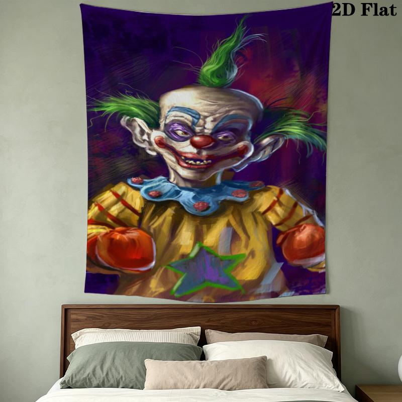 Killer Klowns aus dem Weltall Wandteppich Ästhetischer Wandbehang Bedruckte Stoffdecke Dekorative Wandteppiche für Schlafzimmer Wohnzimmer Heimdekoration