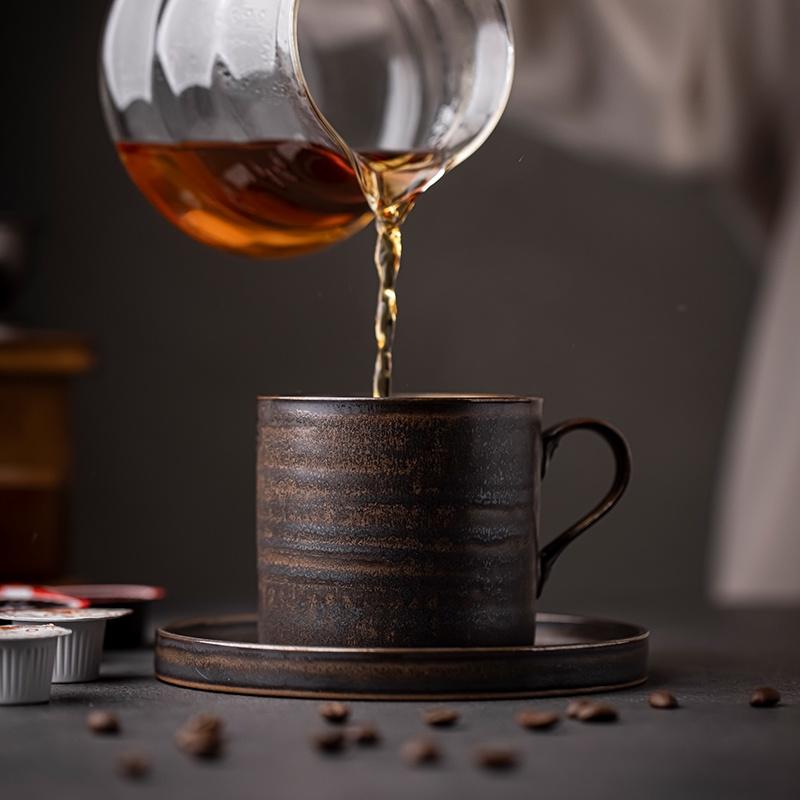 250ml Japanese Ceramic Coffee Cup and Saucer Set Simple Creative Mug