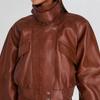 Womens Vintage Leather Jacket Cool Street Style Biker Coat Short Solid Color