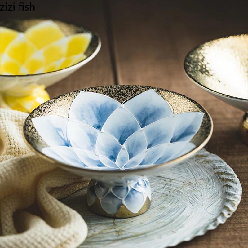 High Footed Ceramic Bowl Sashimi Plate Dessert Plate Soup Bowl Fruit Dish Salad Bowls Dim Sum Dish Dining Plate Snack Bowls Tray