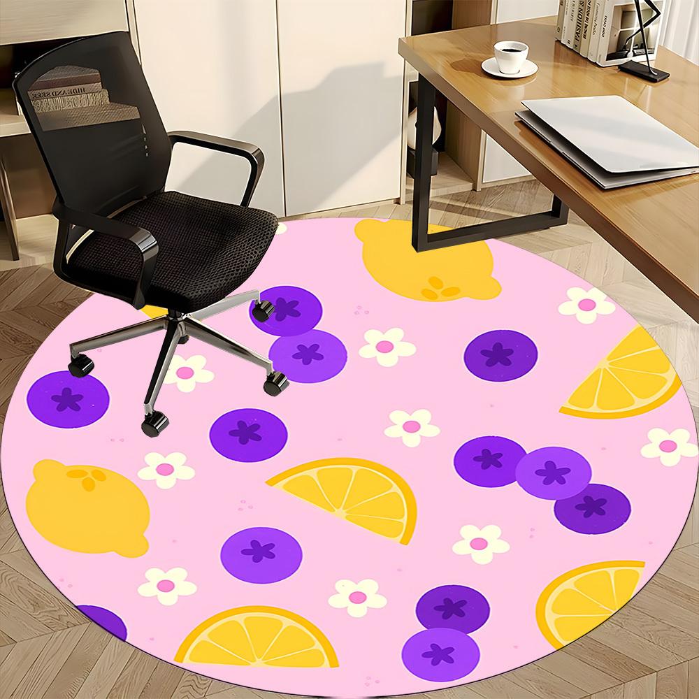 1pc Lemonberry Office Round Rug, Non-slip, Soft and Durable Office Rug for Interior Decoration, Perfect for Office, Beautiful Decoration Yy260323038
