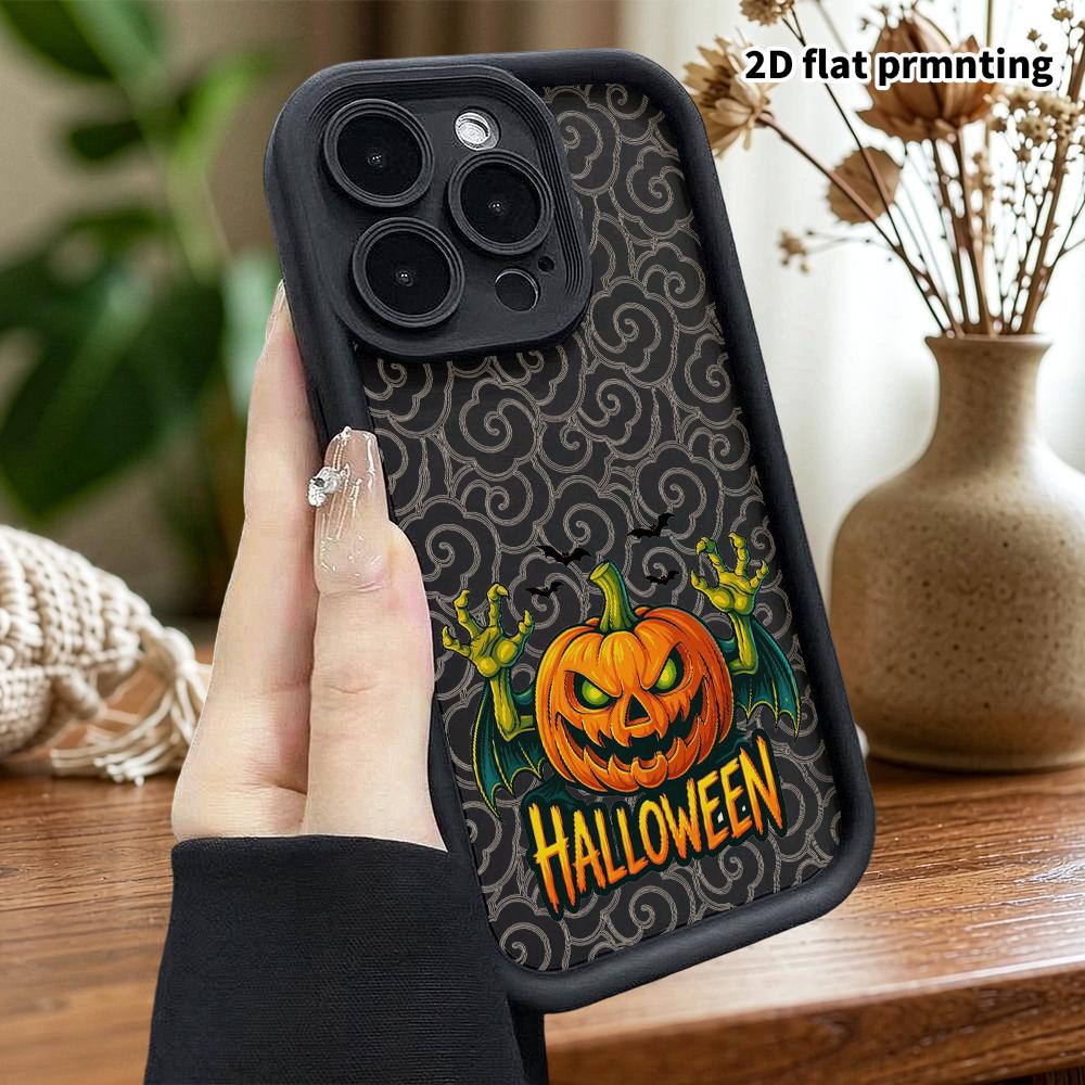 Phone Case: 2D Flat Design Suitable for iPhone 18 17 16 15 14 13 Pro Tiered Protective Case, Pumpkin Halloween, Christmas Halloween Festival Gift