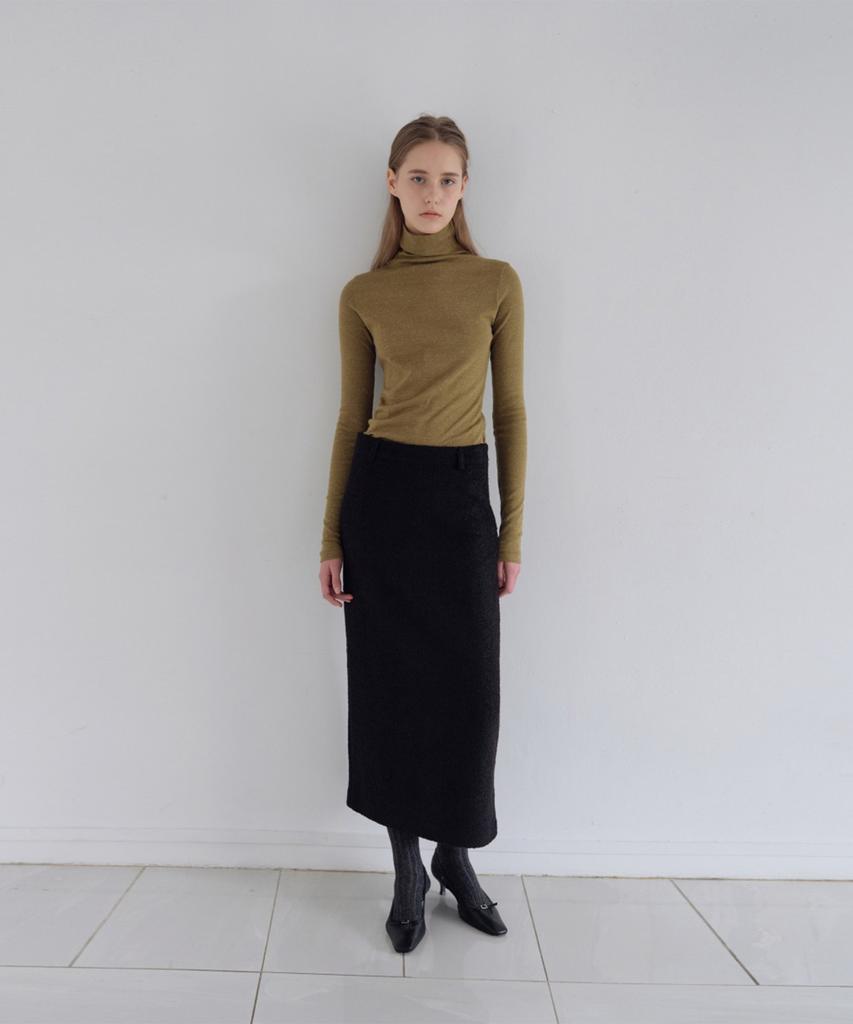 Deolil Frost Wool Long Skirt_Black
