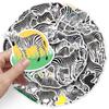Zebra Animal Doodle Stickers – 50 Waterproof Sheets for Kids' Decor, Phone Cases, and Suitcases