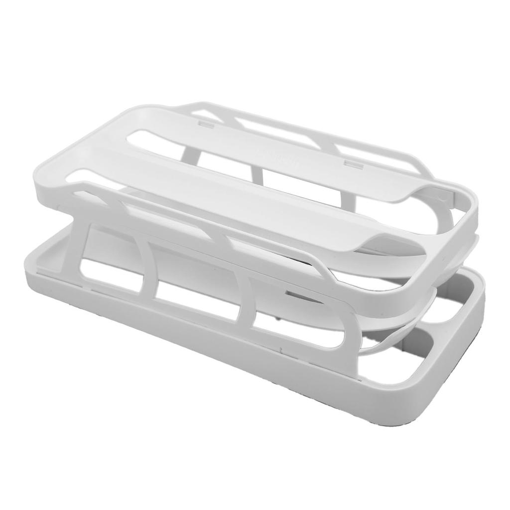 2 Tier Egg Dispenser Egg Holder Space Saving Rolling Eggs Dispenser   for Refrigerator Storage