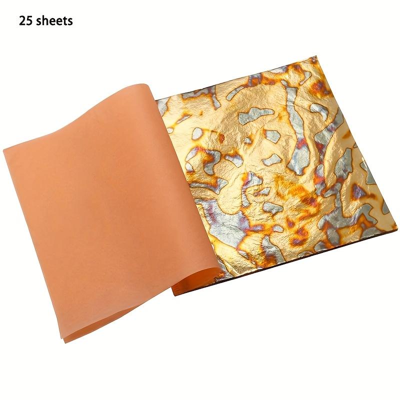 

25 листов Вариегатные листы золотой потали – Несколько видов металлизированной бумаги с узором для проектов по золочению, Имитация листов золотой фольги 25pcs-2