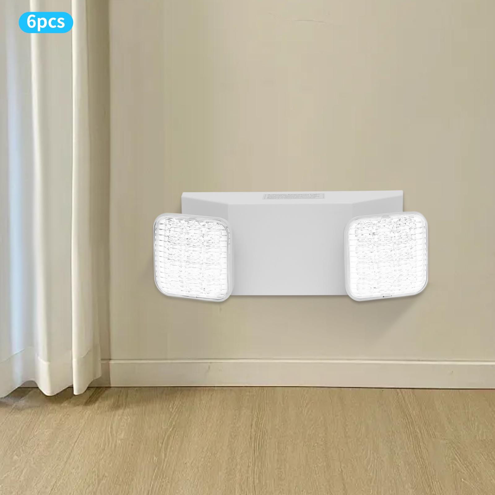 

LED Dual-Head Emergency Light, 6 Pack Emergency Lighting Fixtures, Modern White Design Emergency Lights for Office Spaces білий