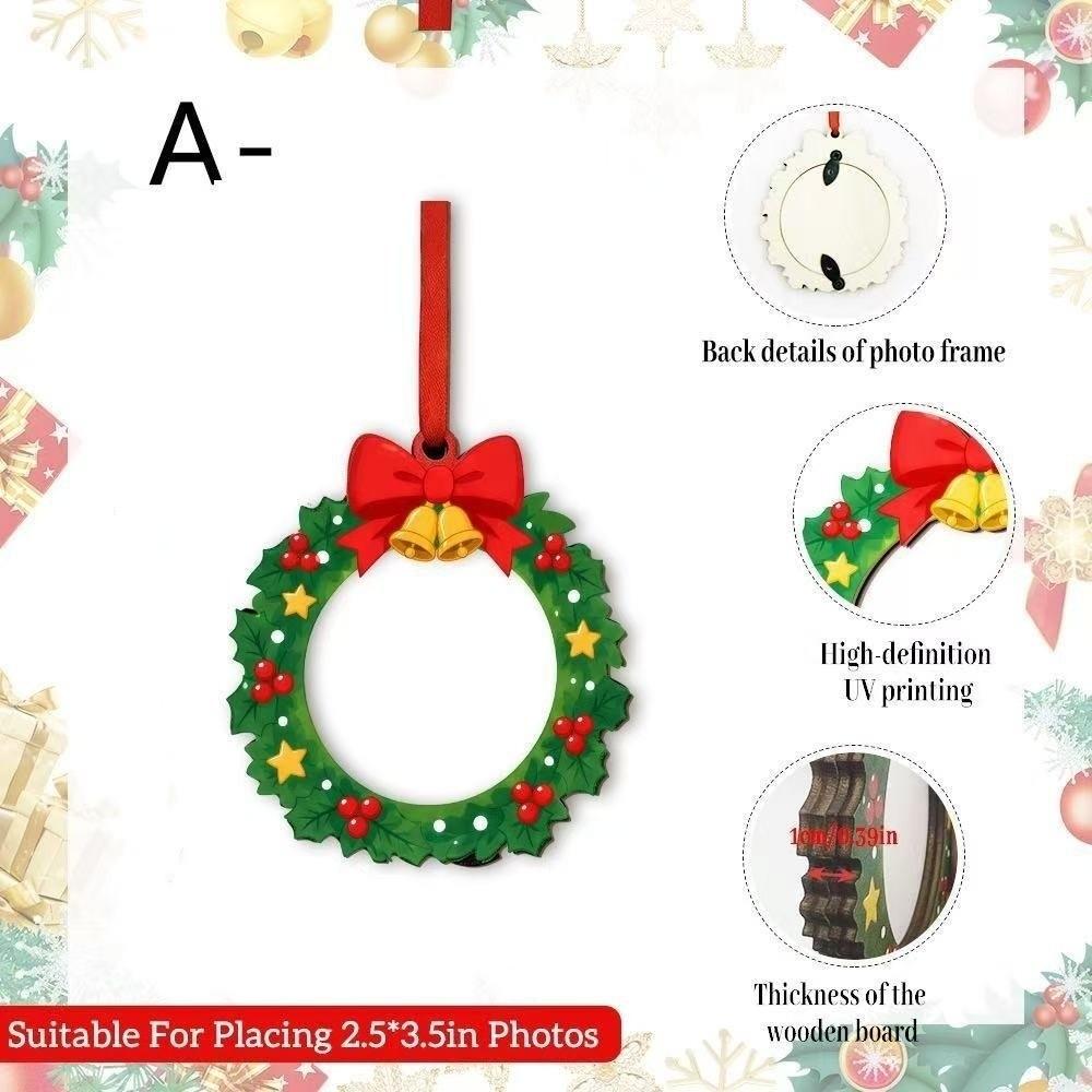 DIY Craft Pendant Hanging Picture Frame Ornaments Wooden Xmas Tree Hanging Decor  New Year