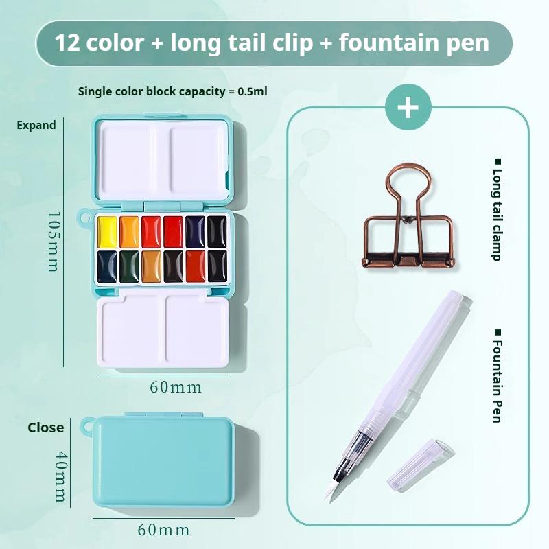 Travel Paint Palette Pocket Artist Watercolor Set Schmincke 12/24Colors Portable Watercolor Paint Box Sketchbook Set for Student