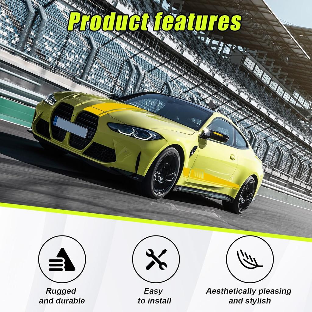 5 PCS Car Hood Stripe Sticker, Vinyl Modified Rearview Mirror Decals, Racing Sports Auto Body Side Sticker Decoration, Universal Exterior Stickers