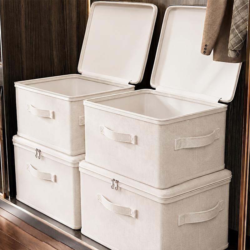 Extra Large Stackable Oxford Fabric Storage Bins with Lids, Foldable Closet Organizer Boxes for Clothes and Blankets, Space-Saving Heavy Duty Wardrobe