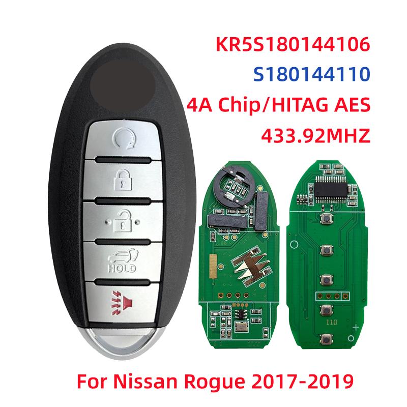 S180144105 S180144106 S180144109 S180144110 KR5S180144106 Smart Key Fob 433MHz 4A Chip For Nissan Rogue X-Trail 2014-2021