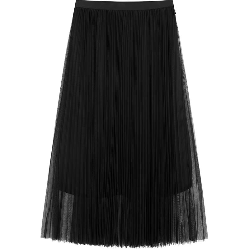 JNBY Pleated Mesh Translucent A-line Skirt