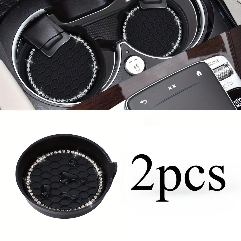 Car Cup Coaster - Universal Non-Slip Cup Holders With Crystal Rhinestones For Car Interior Accessories