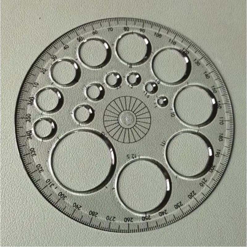 1 шт. Полный круглый транспортир, 360-градусная вращающаяся линейка-шаблон для рисования с шкалой циркуля, прозрачная, инструмент для рисования и черчения для студентов белый