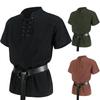 High-Quality Fashionable Men's Bandage Short-Sleeved Medieval Renaissance Shirt Gothic Men's Warrior Shirt for Men