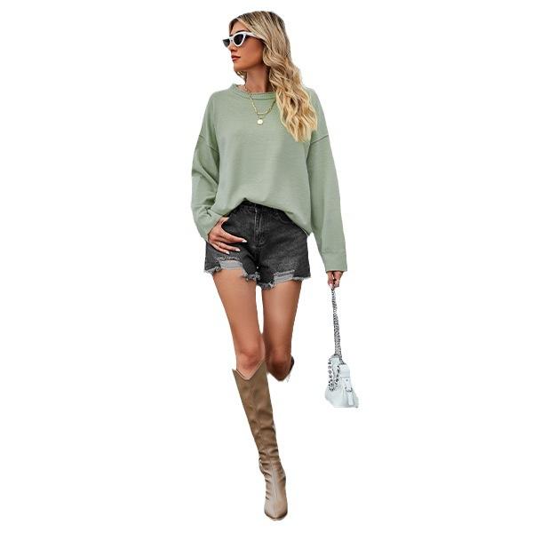 Autumn and Winter Women's Sweater Hundred Solid Color Loose Bottom Knit Sweater Pullover Sweater