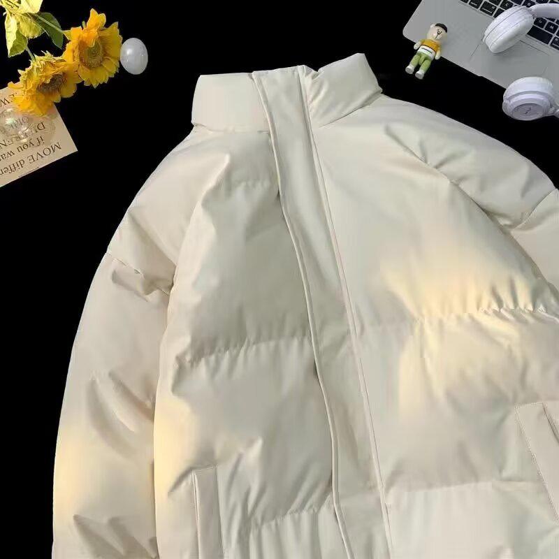 Herren Koreanischer Stil Verdickte Baumwoll-Pufferjacke - Lockerer Schnitt Stehkragen Wintermantel.
