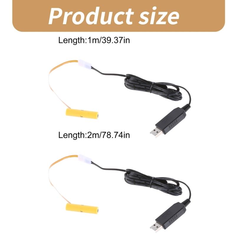 LR03 Battery Eliminators Cable, USB 5V to 1.5V LR03 Power Converters with Cable for Electronics LED Light Remote Controls
