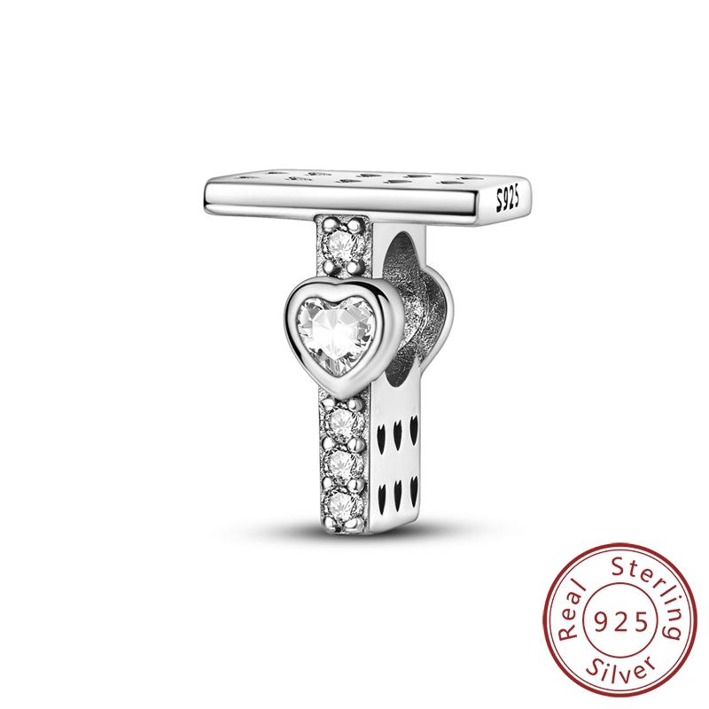 New 925 Silver Charm Beads 26 Letter Alphabet A-Z Charm Fit Original Charms Bracelet DIY Birthday Jewelry Gift Making