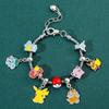 Cartoon Pikachu Psyduck Charmander DIY Bracelet Anime Figure Metal Badge Pendant Bracelet Kawaii Accessories