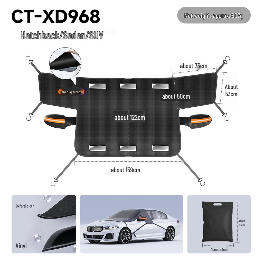 Large Three-Window Car Snow Cover - Anti-Freeze Windshield Frost Protection for Winter