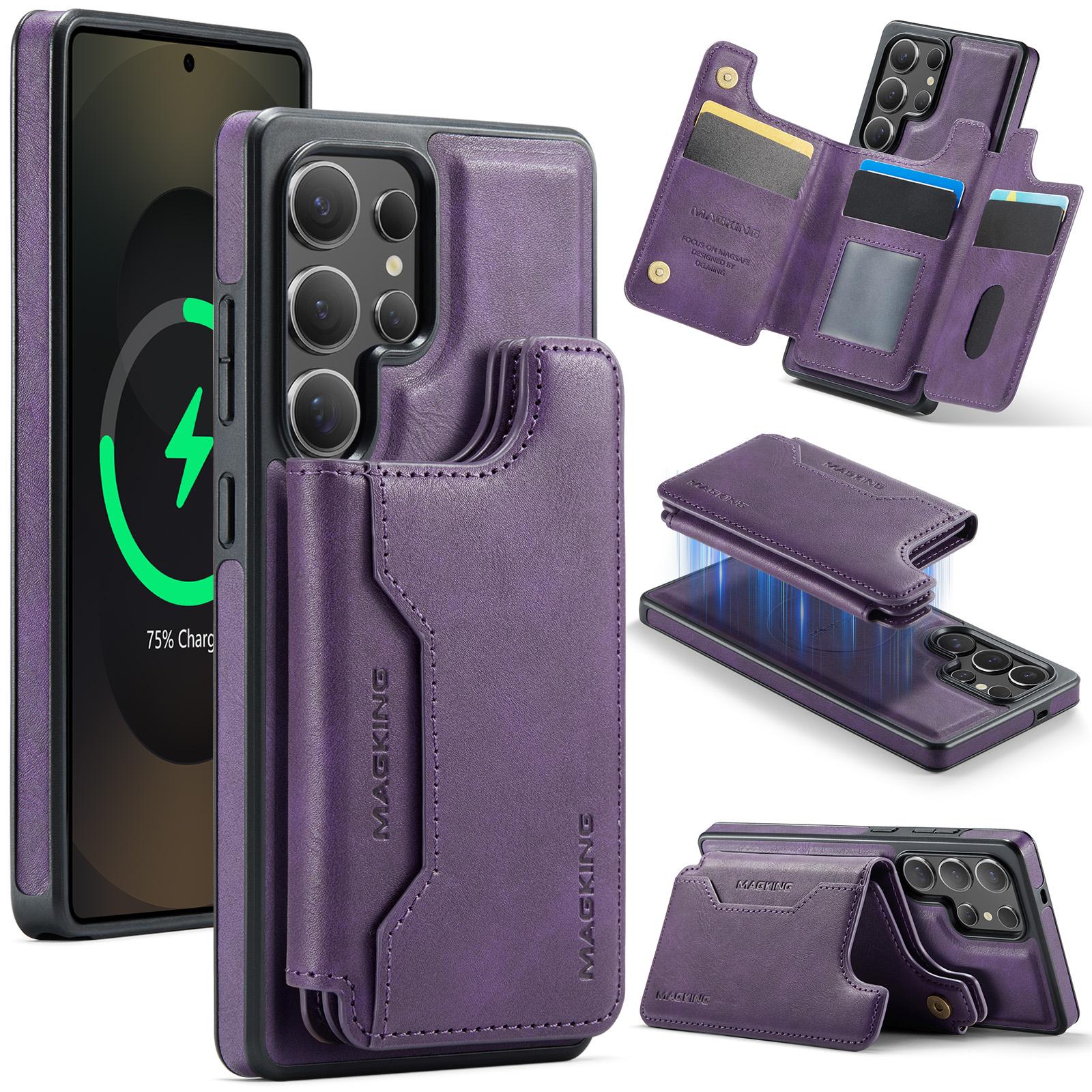 

MAGKING K3 Series For Samsung Galaxy S25 Ultra Case Compatible with MagSafe Wallet PC+TPU+PU Phone Cover Purple