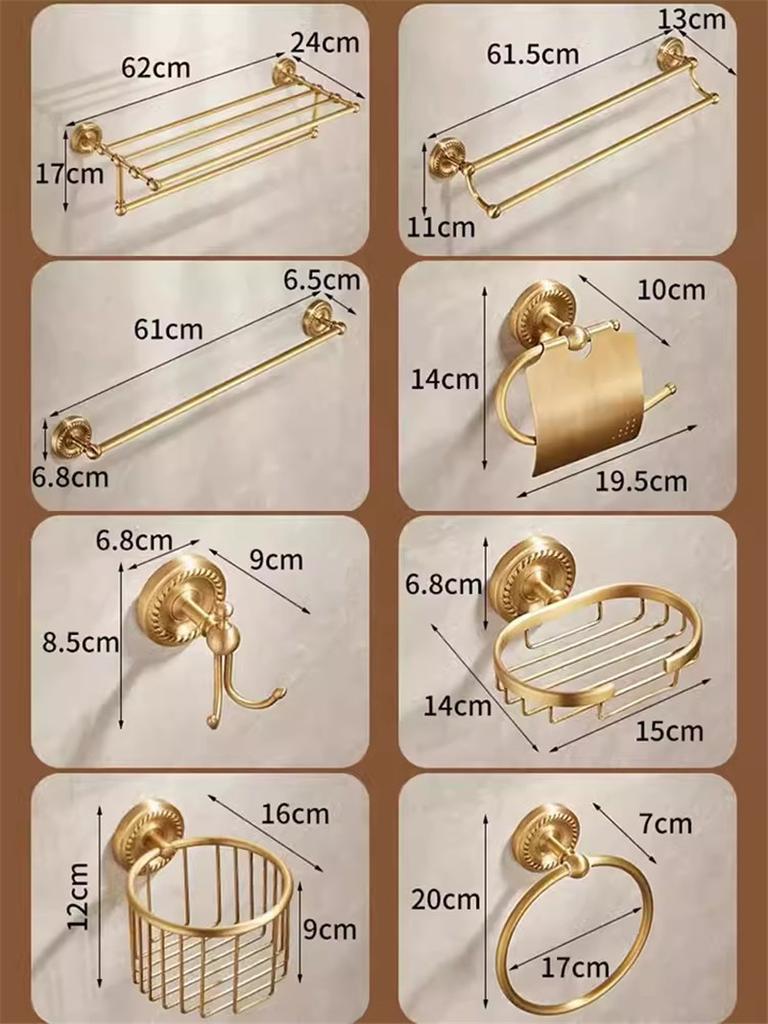 Bathroom Accessories Brass Antique Towel Rack,Paper Holder Toilet Brush Holder,Towel Hanger,Hooks,Towel Ring Bath Hardware