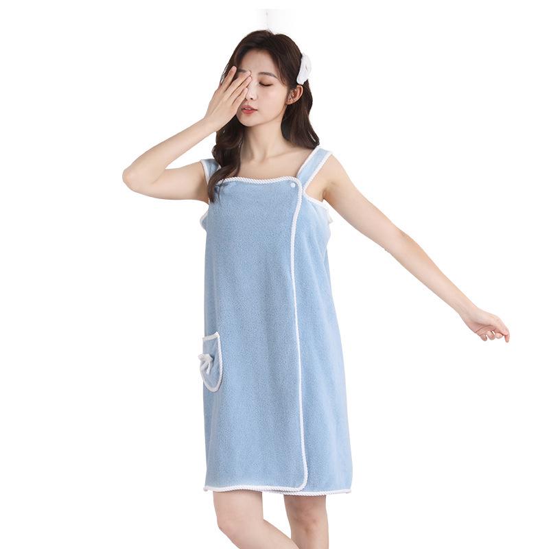 Damen Korallenfleece Tragbarer Bademantel Handtuchrock, Übergröße, 2024 Kollektion