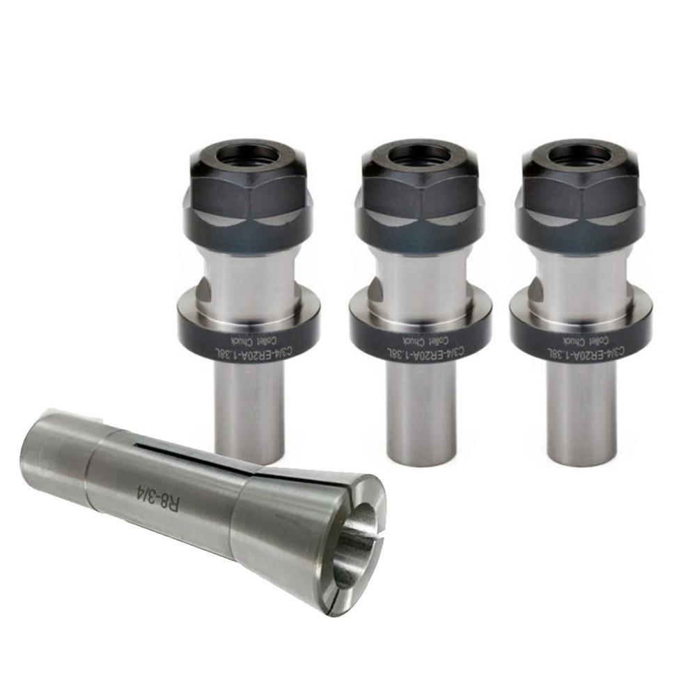 R8 ER20 Collet Chuck Sets 3Pcs 3/4 ER20 1.38 TTS Tool Holder