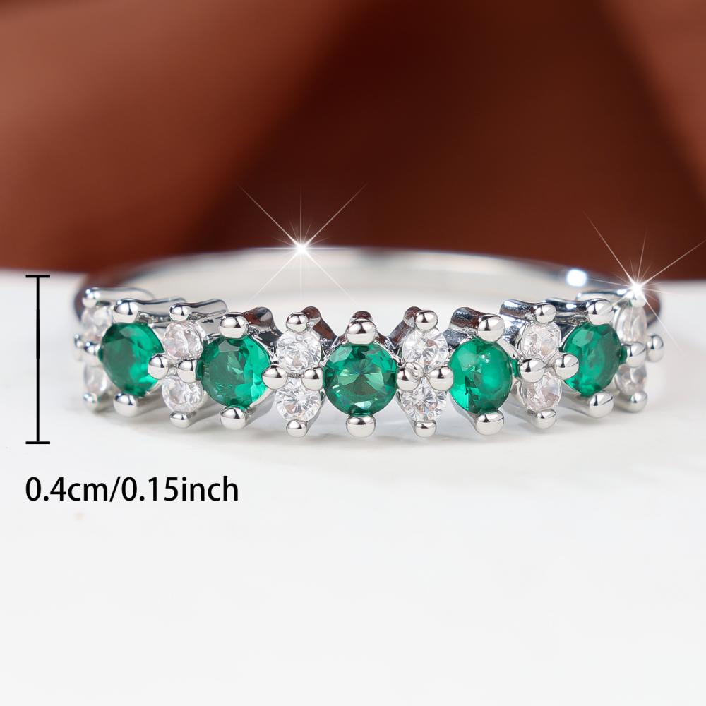 Elegant Two Color Optional Band Ring for Women Green White Zircon Banquet Fashion Jewelry Gift