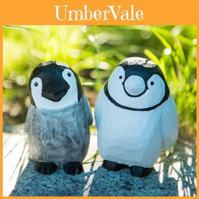 Wooden Penguin Desk Ornament Handmade Modern Art For Home Office Decor Gift For Students