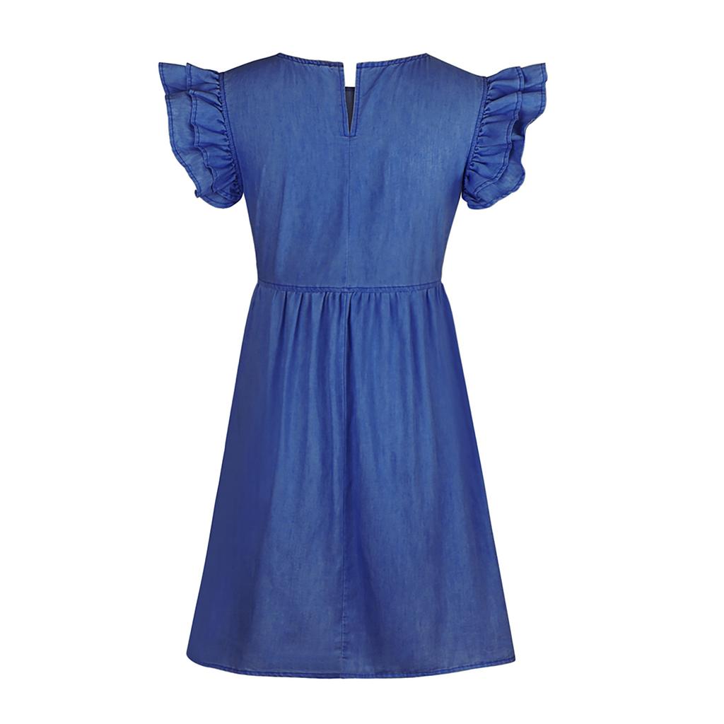 Women Casual Summer Sexy  Long-Sleeve Loose Thin Denim Dress