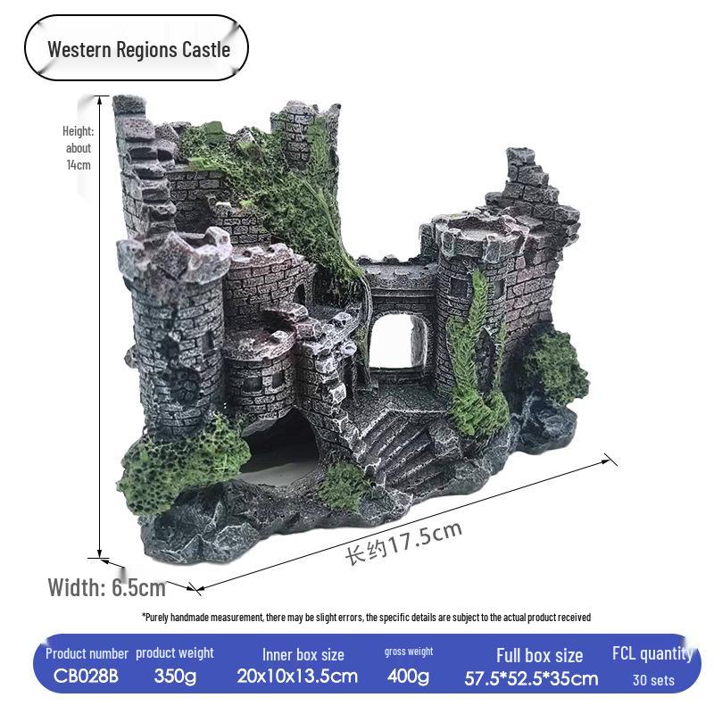 

Полимерное украшение для аквариума: Западный замок-пещера с кислородной функцией