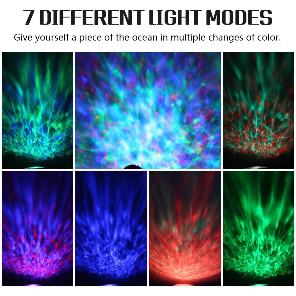 Projektor fal oceanicznych Lampka nocna LED z pilotem USB 7 trybów Kolorowe karty TF Odtwarzacz muzyczny Głośnik Home Decor