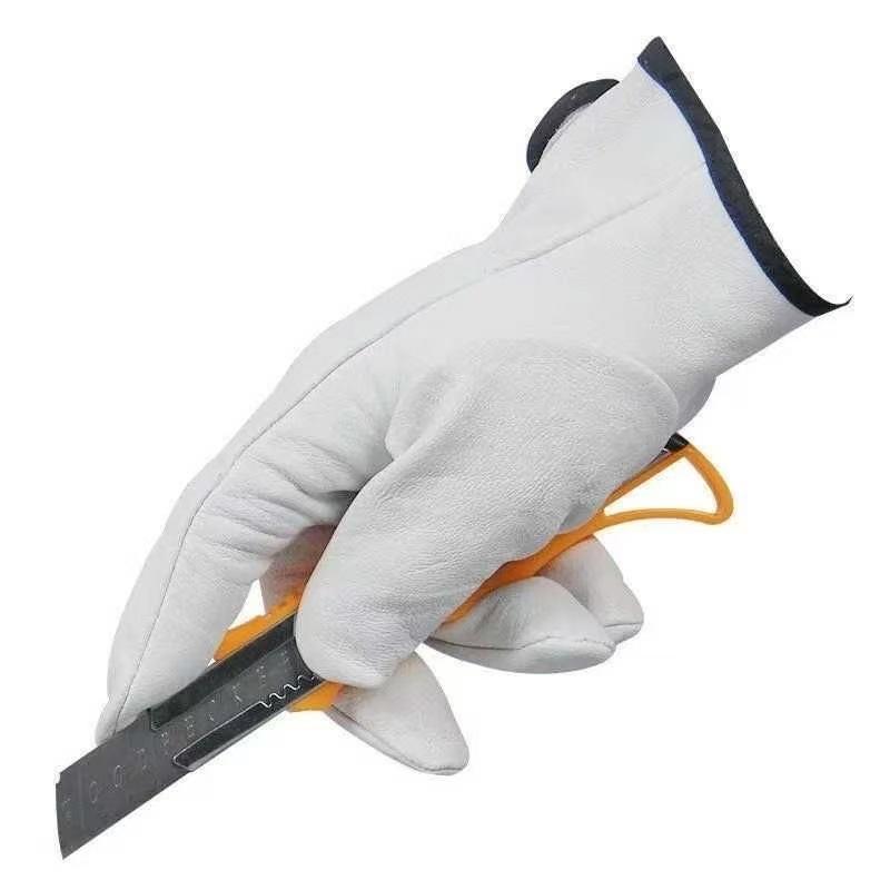 1 Pair Sheepskin Leather Workers Work Gloves Welding Safety Protection Garden Sports Motorcycle Driver Wear-Resistant Gloves