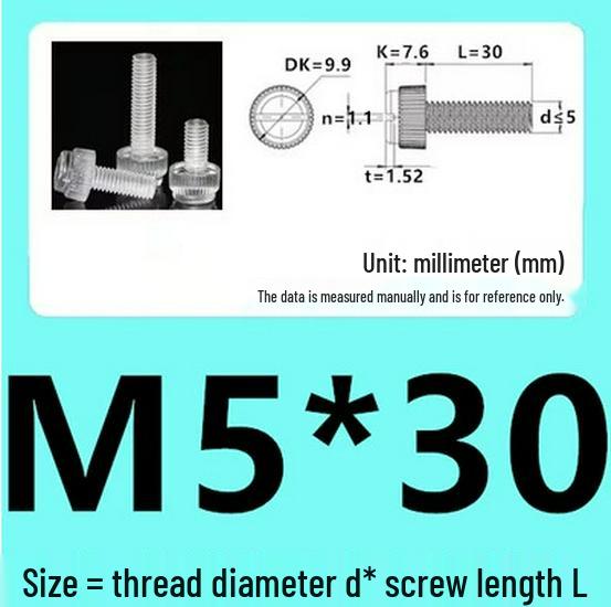 M3-M8 Hand-Tightened Transparent Acrylic Knurled Screw 