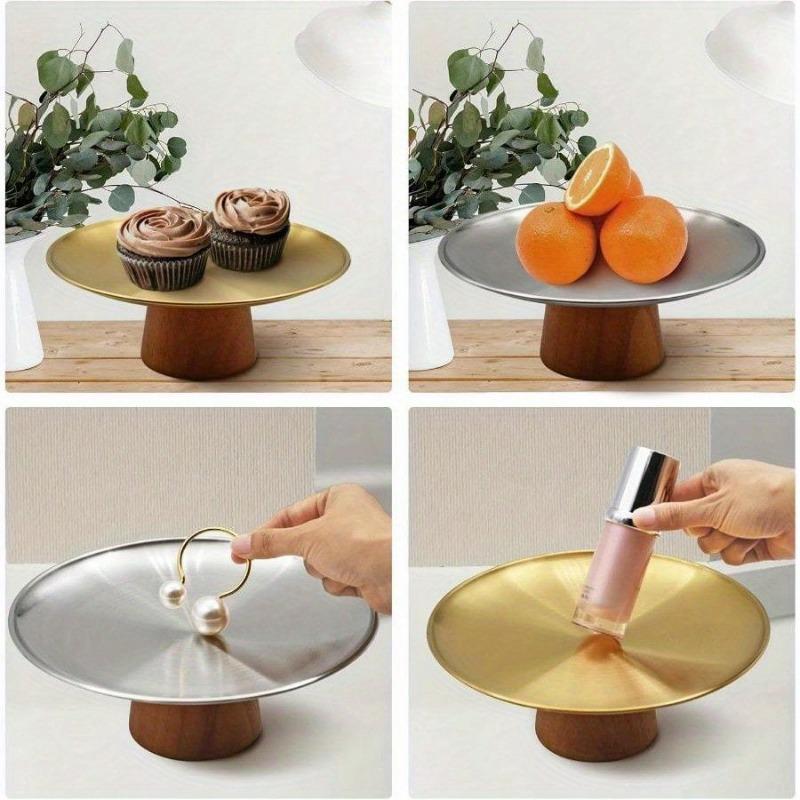 Edelstahl Kuchenblech Holzsockel Kuchenform Schwerlast Obstschale Dessertteller Esstisch Heimdekoration