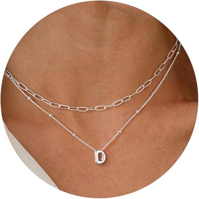 Mini Bubble 26-Letter Necklace: Women's Fashion Double-Layer Paperclip Clavicle Chain