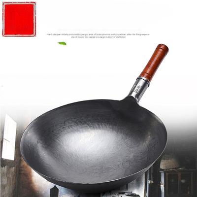 Traditional Forged Old-fashioned True Stainless Wok, Not Easy To Stick To Cast Iron Wok, Flat-bottomed Wok Uncoated Gift Pot