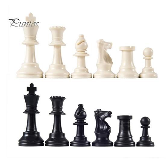 32Pcs/Set Black & White Plastic Medieval Chess Pieces Game Chessmen 65/75/95mm