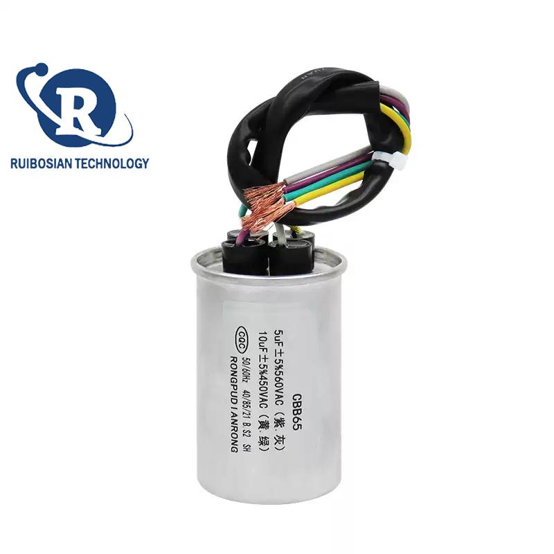 CBB65 5UF+10UF 450VAC Four-wire Starting Capacitor for Haier Double-tub Semi-automatic Washing Machine