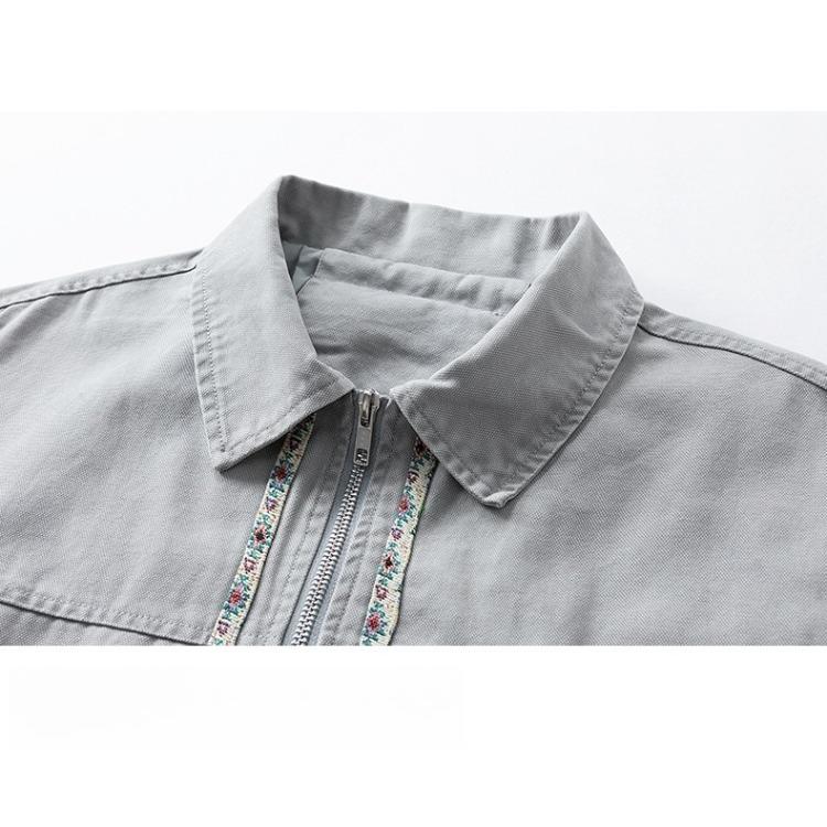 Minimalist Vintage Jacket Men's Spring and Fall Lapel Casual Cotton Workwear Washed and Done Old Jacket Loose Top Breathable Work Casual Jacket