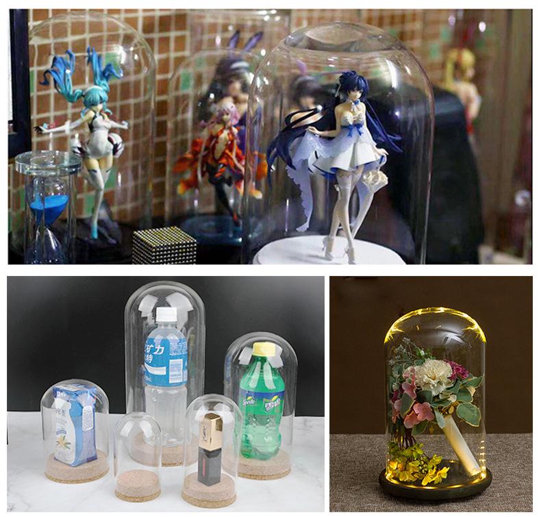 Transparent Dustproof Luminous Glass Cover for Preserved Flower Home Decoration Ornament