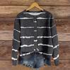 Women's Vintage Knit Button Vintage Floral Stripe Print Cardigan Jacket
