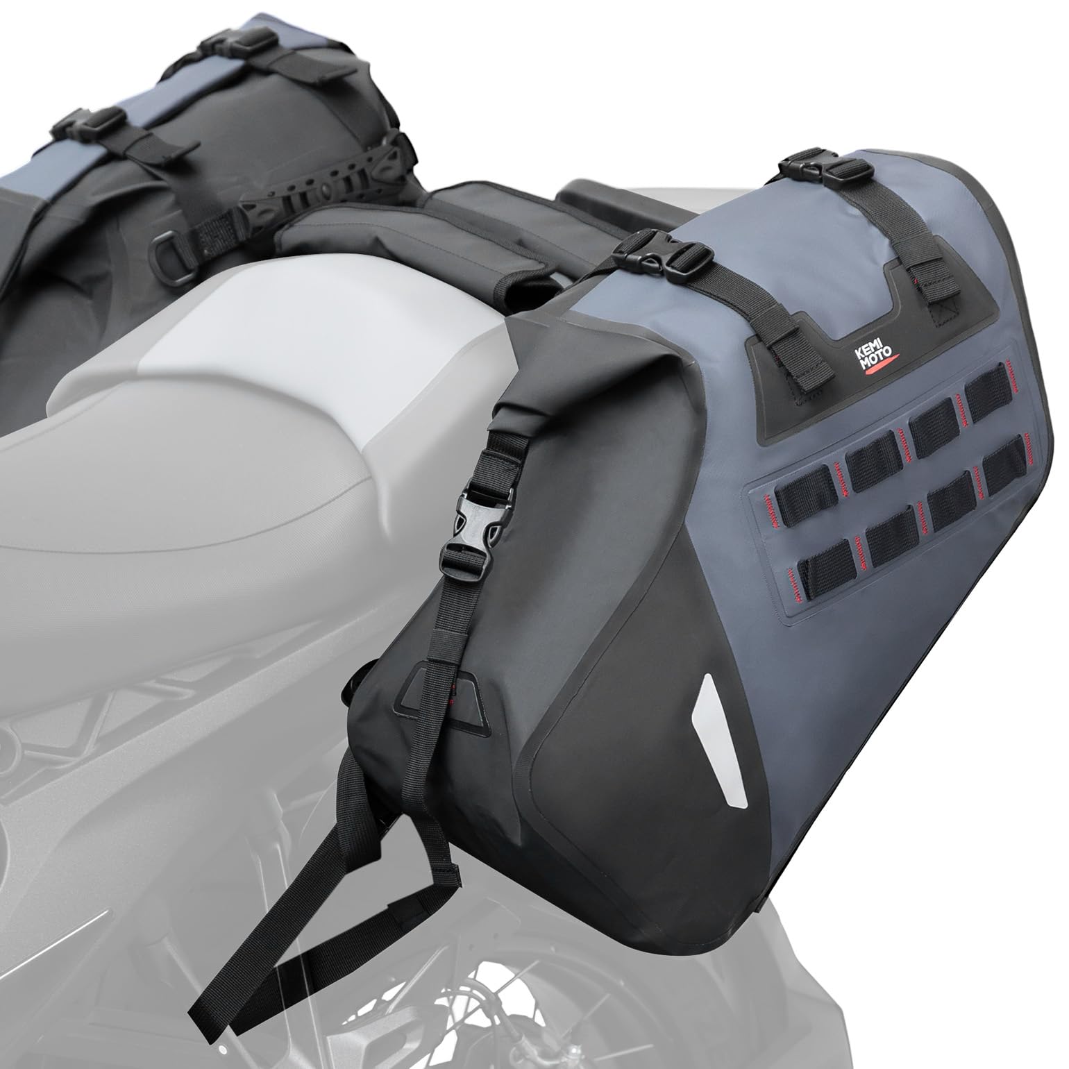 

KEMIMOTO Motorcycle Side Bags (Left and Right Set) - 30L Large Capacity, Fully Waterproof and Heat Resistant, KM1026