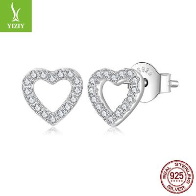 S925 Sterling Silver Love Moissanite Stud Earrings Simple Classic Versatile Heart Stud Earrings