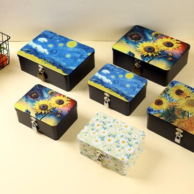 Large Capacity Desktop Storage Case with Lock Key Empty Box Durable Tinplate Box  Jewelry