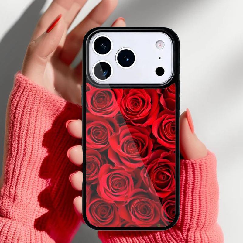 

Red Rose soft Phone Case for iPhone 17 Air 16e 15 14 13 Pro Max Back Cover for 12 11 Pro Coque iPhone 12